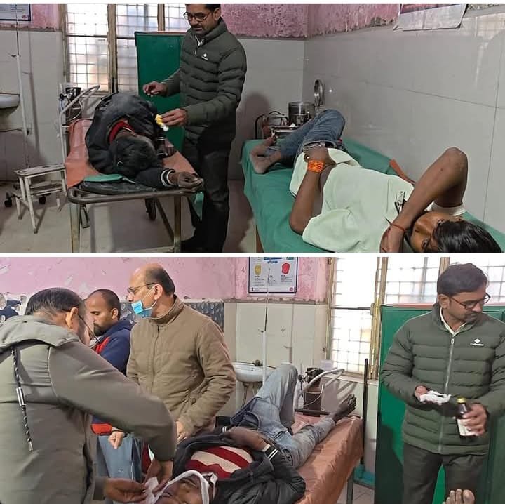 रायबरेली - अज्ञात वाहन की टक्कर से बाइक सवार दो घायल, एक रेफर