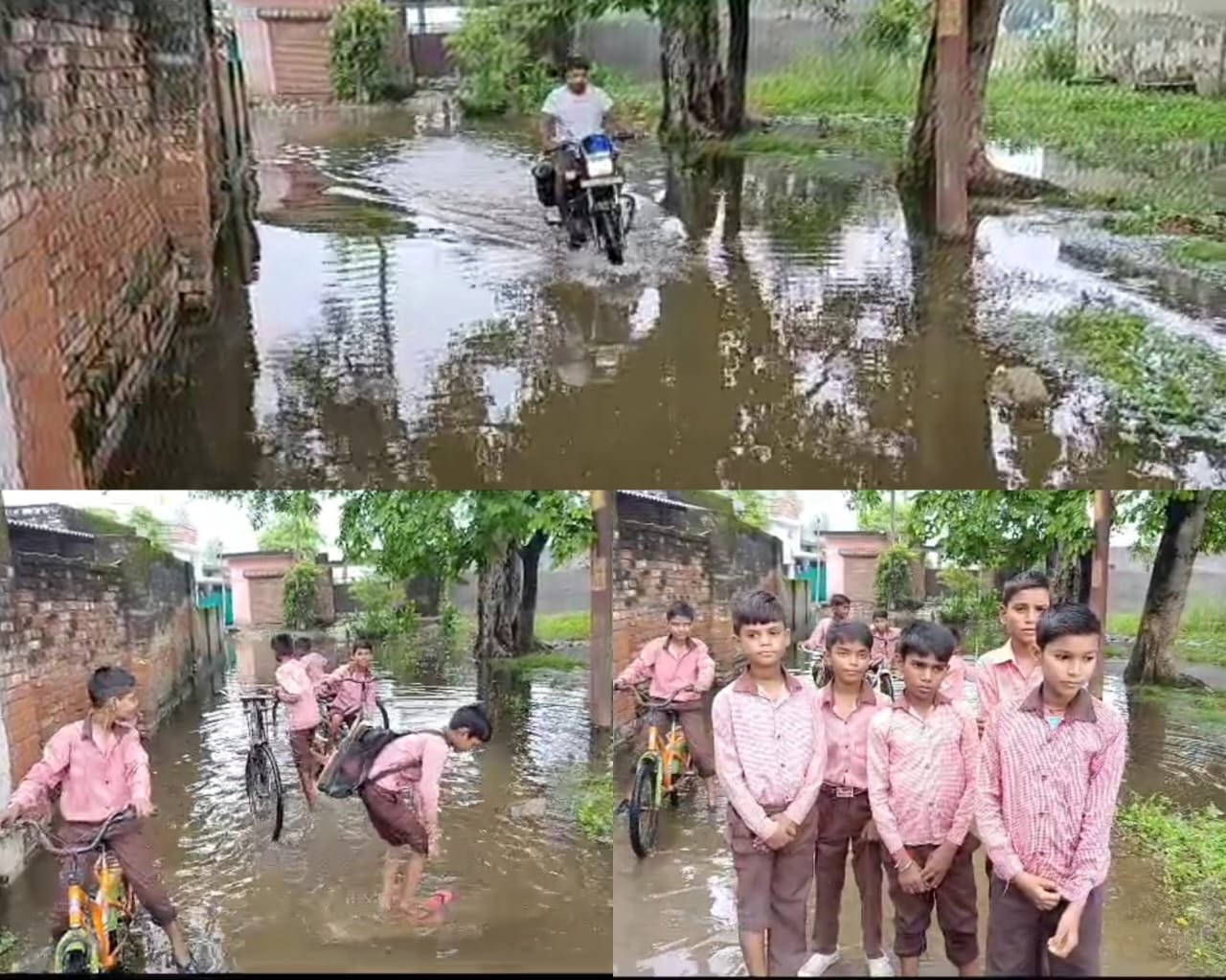 Raebareli: जलाशय में तब्दील हुई मोहल्ले की सड़क।