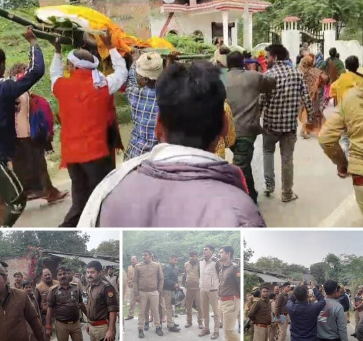 रायबरेली:मणिचंद संदिग्ध मौत मामले में कार्यवाई ना होने से नाराज परिजनों नें शव रखकर काटा हंगामा।