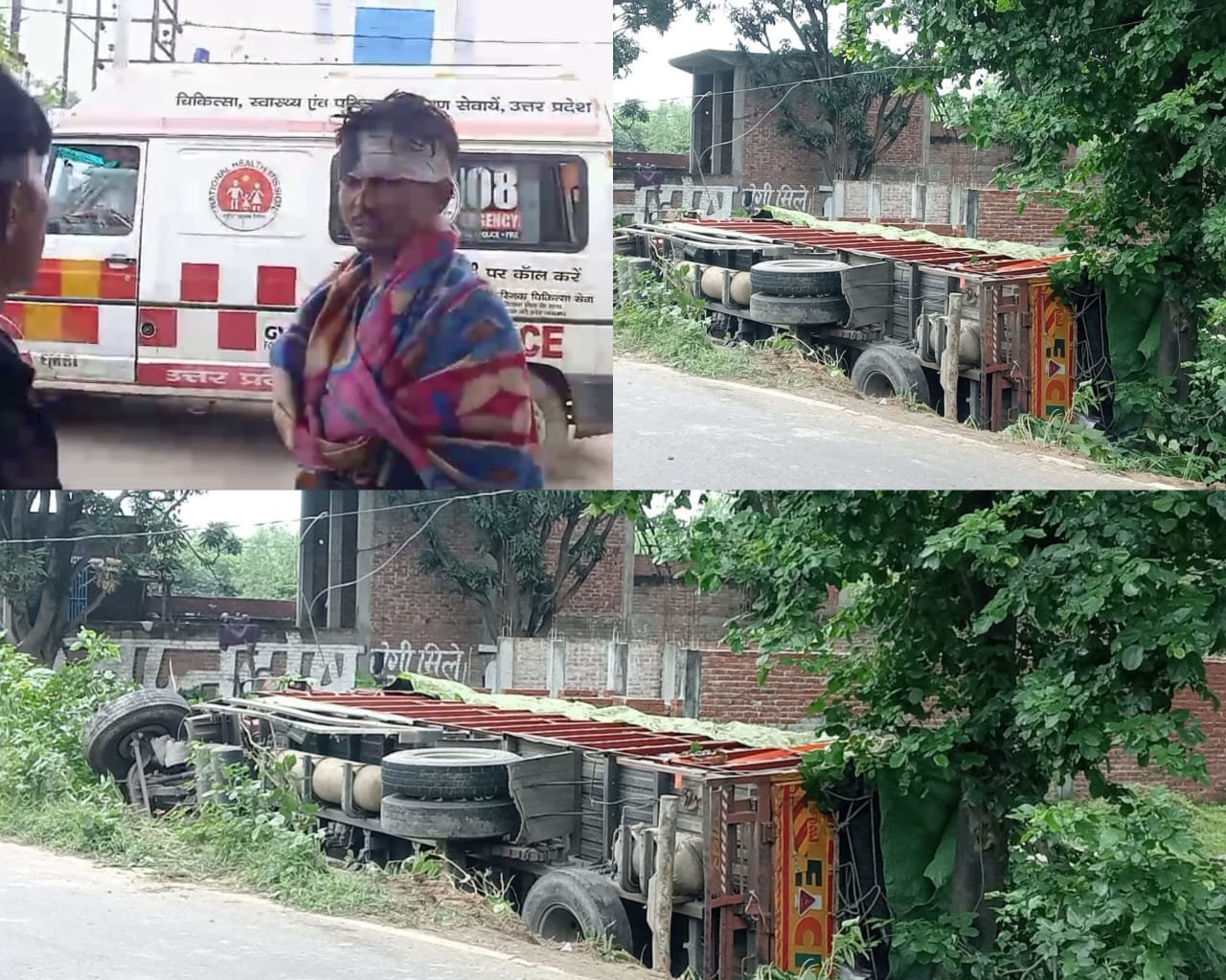 Raibareli-अनियंत्रित डीसीएम बिजली का पोल को तोड़ता हुआ खाई में पलटा, चालक घायल 