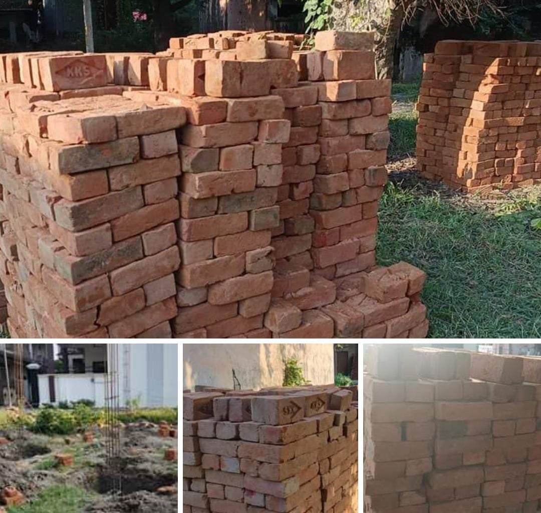 रायबरेली-बिजली घर में घटिया व पीले ईंट गुणवत्ता विहीन  जेई कार्यालय का हो रहा निर्माण