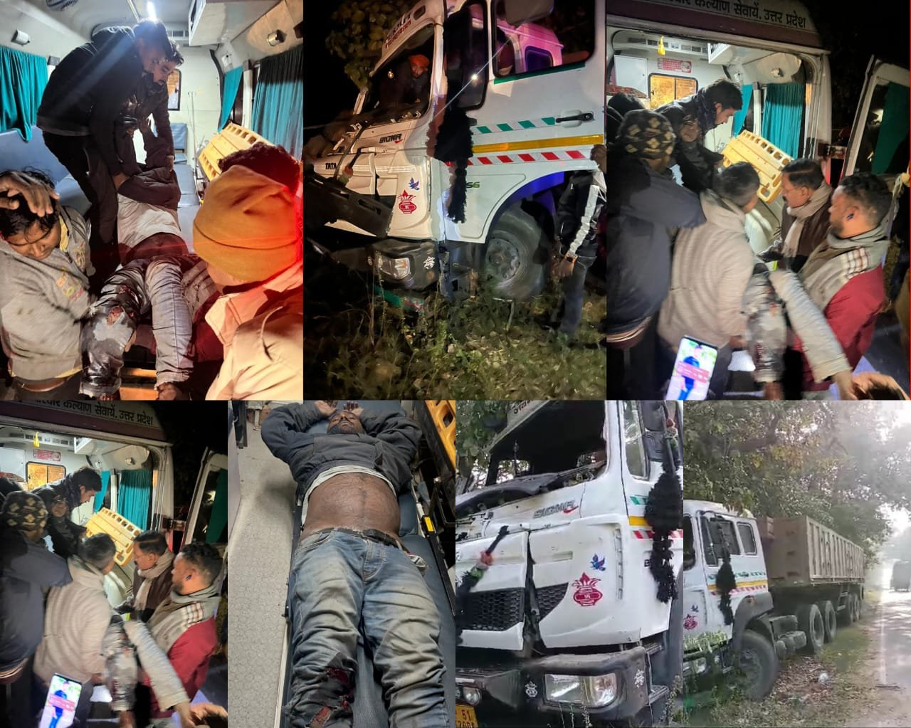 अनियंत्रित डंफर पेड़ से टकराया चालक व क्लीनर घायल