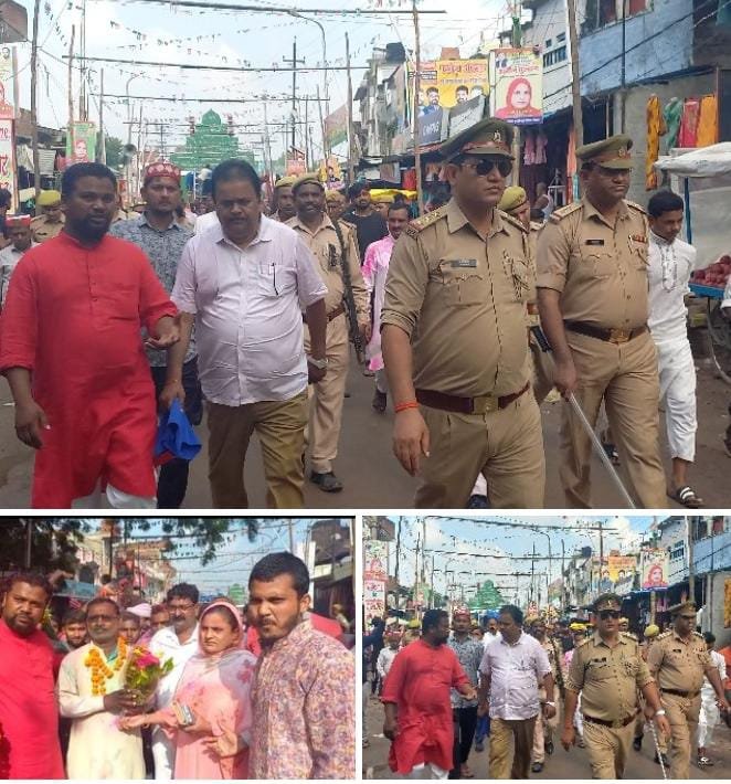 रायबरेली- प्रशासन की निगरानी में कस्बे से निकाली गई विसर्जन के लिए मूर्ति,,,,