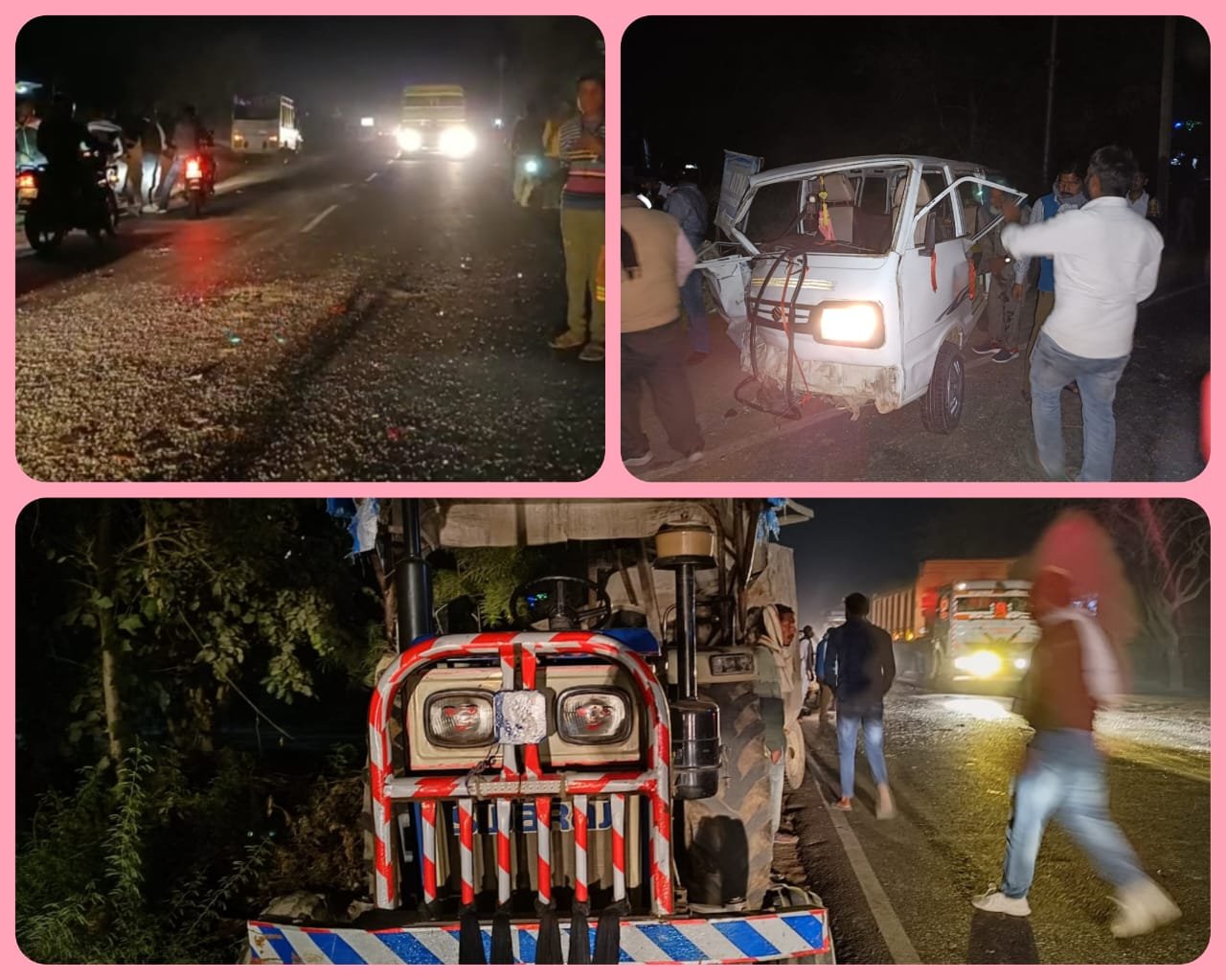 Raibareli-मिक्सर मशीन - मारुति वैन की टक्कर में बाइक चालक सहित आधा दर्जन घायल