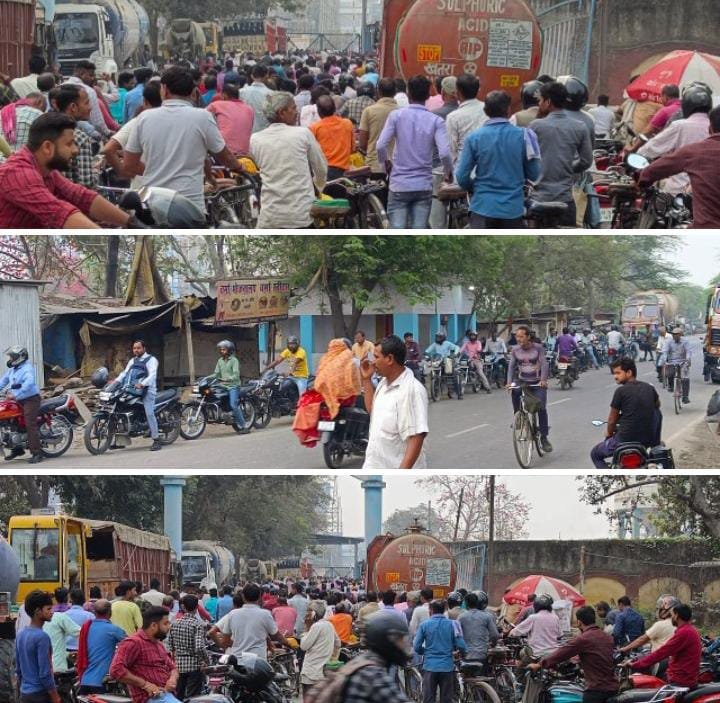 रायबरेली-NTPC में दो बायोमेट्रिक मशीन से होता है श्रमिकों का प्रवेश,होता रोज रोड जाम,,, 