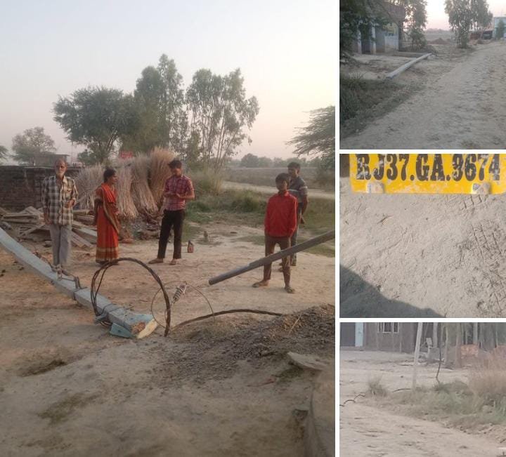 रायबरेली-डंपर की टक्कर से टूटे बिजली के पोल, उपभोक्ता परेशान
