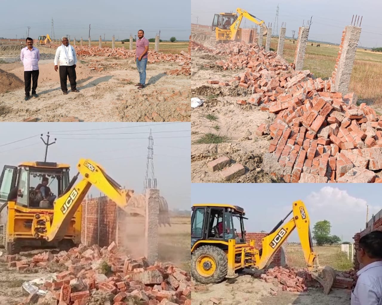 रायबरेली-प्रशासन ने हटवाया चकरोड परभण बाउंड्री वाल का अतिक्रमण