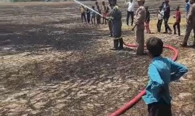 रायबरेली-शॉर्ट सर्किट से लगी आग, पांच बीघे गेहूं की फसल जलकर हुई खाक