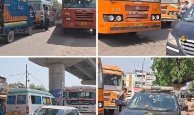 रायबरेली-बस स्टॉप के पास बस चालकों की मनमानी से लगा जाम, फंसी एम्बुलेंस 112 पुलिस ने हटवाया जाम