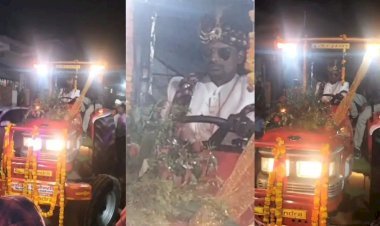 रायबरेली में अनोखी बारात को देखने के लिए गांव में उमड़ी भीड़,दूल्हा खुद ट्रैक्टर चलाकर लेकर पहुंचा बारात