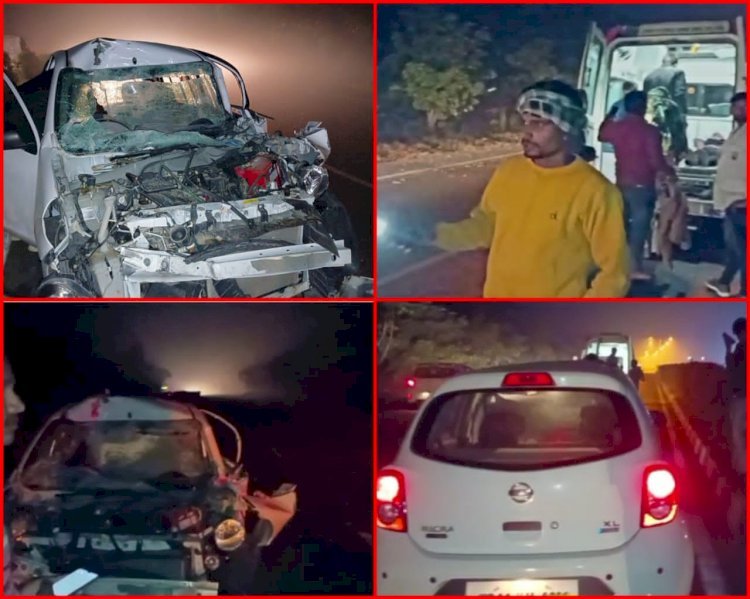 Raibareli-बड़ा सड़क हादसाअज्ञात वाहन से टकराई कार पिता पुत्र गंभीर घायल