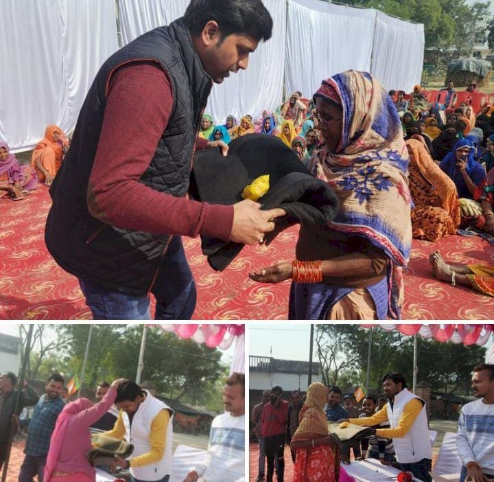 रायबरेली- खोजनपुर ग्राम प्रधान प्रतिनिधि सुधीर गुप्ता ने गरीबो को बाटें कम्बल,,,,,