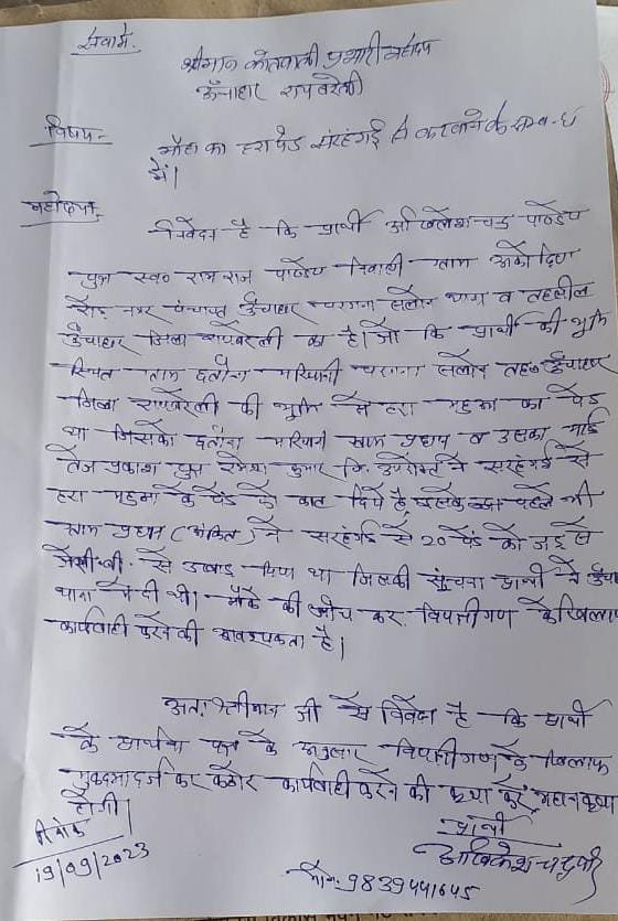 रायबरेली-महुआ का हरा पेड़ कटवाने का आरोप,,,