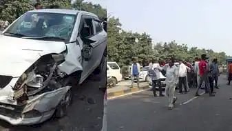 अंतिम संस्कार में शामिल होने जा रहे बाइक सवार दंपती को कार ने मारी टक्कर, पति की मौत, पत्नी घायल