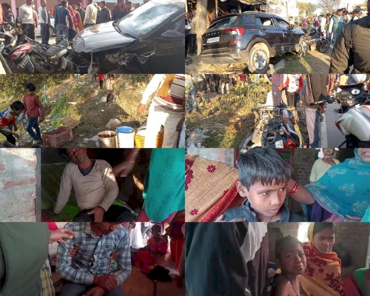 Raibareli-अनियंत्रित कार चाऊमीन ठेला में मारी टक्कर कई लोग गंभीर रूप से घायल