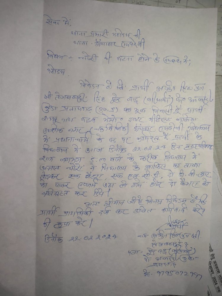 रायबरेली-सीसीटीवी तोड़कर इंटर कालेज से हजारों की चोरी 