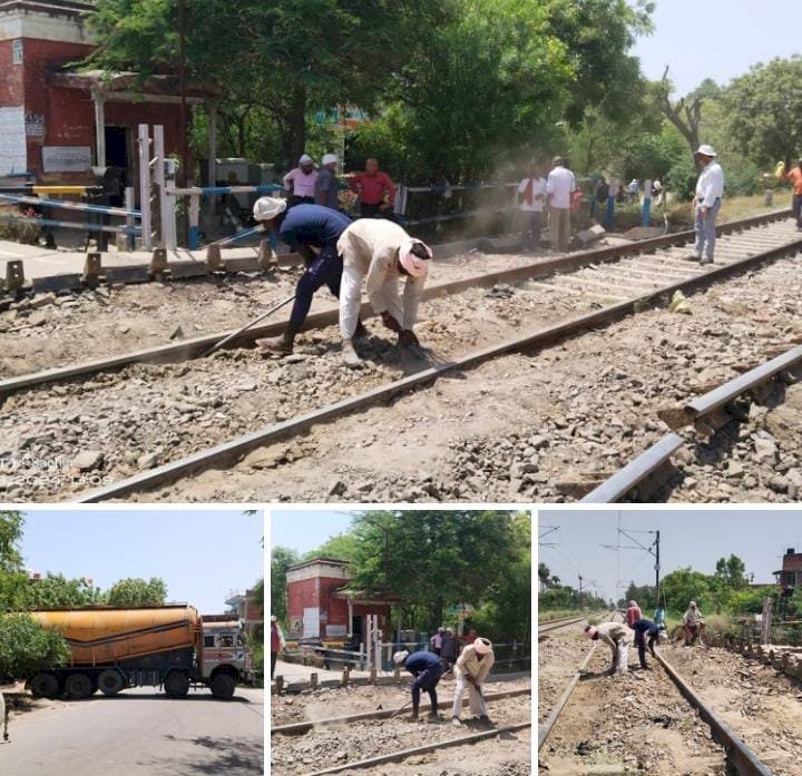 रायबरेली-मरम्मत के लिए दिन भर बंद रहा नगर के रेलवे गेट , जाम से जूझता रहा नगर,,,