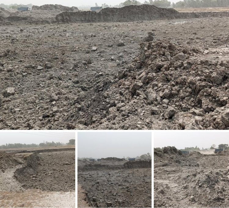 रायबरेली-गंगा एक्सप्रेस ने के ठेकेदार ने अनुमति के बिना खोद डाला कई बीघा तालाब,,, 