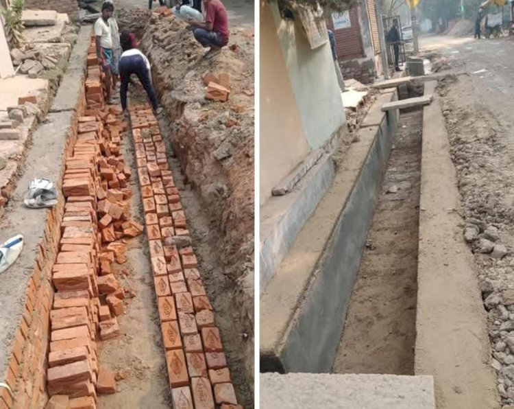 रायबरेली-रातों रात नाला निर्माण में लगा दी गई पीली ईंटें , सभासद की शिकायतों को कर दिया अनसुना