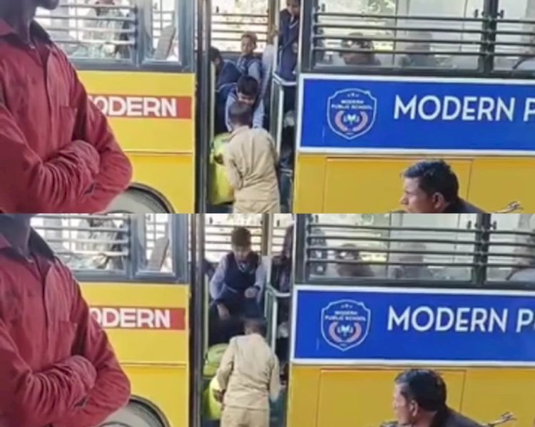 रायबरेली-एक निजी स्कूल के छात्रों से बस में खाद की बोरियां लदवाने का वीडियो वायरल