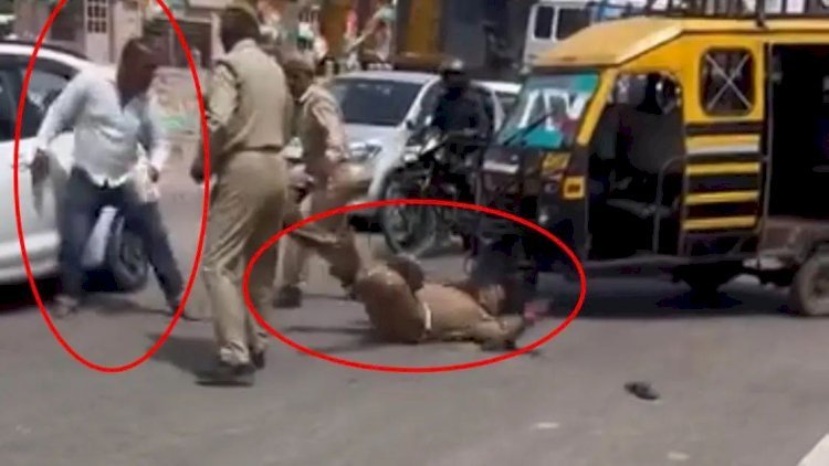 रायबरेली:रायबरेली में वर्दी का खौफ हुआ खत्म  बीच चौराहे पर ट्रैफिक पुलिस की पिटाई