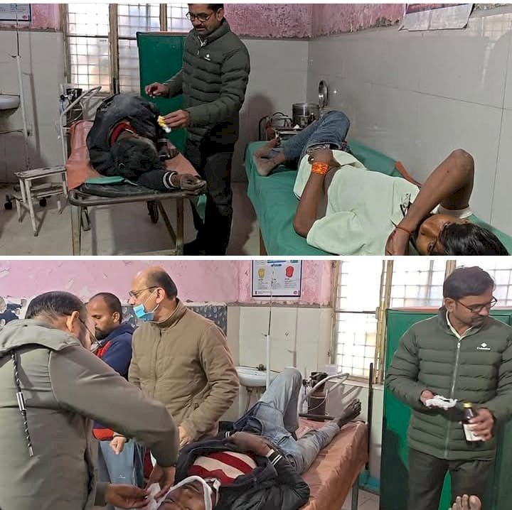 रायबरेली - अज्ञात वाहन की टक्कर से बाइक सवार दो घायल, एक रेफर