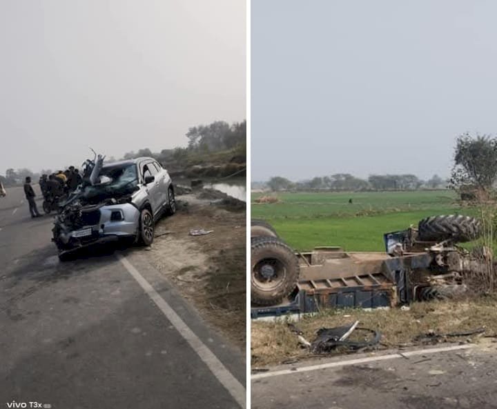 रायबरेली - तेज रफ्तार अनियंत्रित ट्रैक्टर ने सामने से आ रही कार में मारी जोरदार टक्कर, उड़े परखच्चे, दो गंभीर, कई घायल 