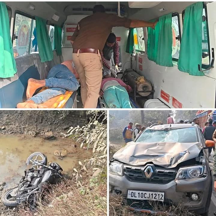 रायबरेली-तेज रफ्तार अनियंत्रित कार ने सामने से आ रहे बाइक सवार युवको को मारी जोरदार टक्कर, ट्रामा सेंटर रेफर