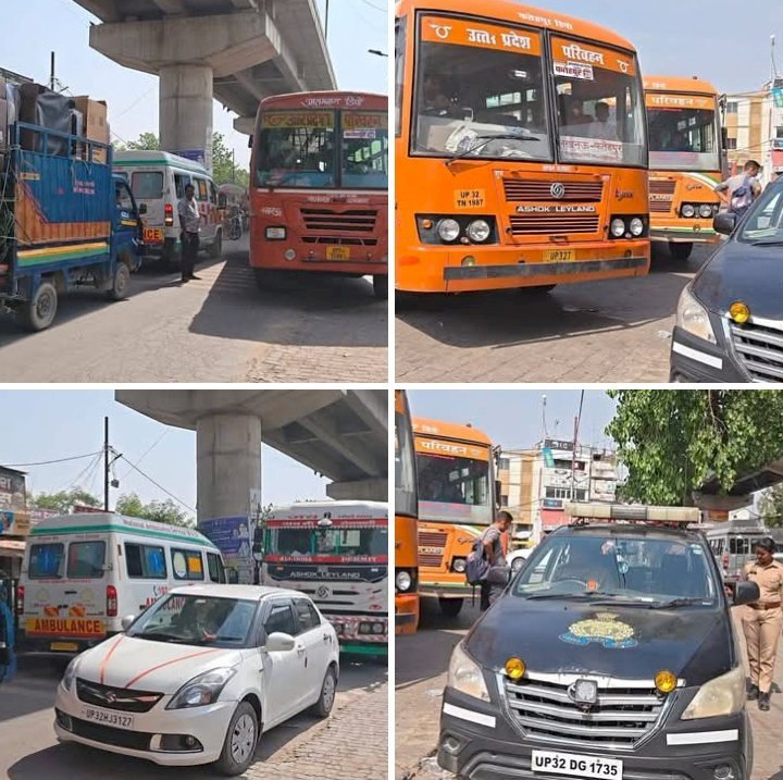 रायबरेली-बस स्टॉप के पास बस चालकों की मनमानी से लगा जाम, फंसी एम्बुलेंस 112 पुलिस ने हटवाया जाम