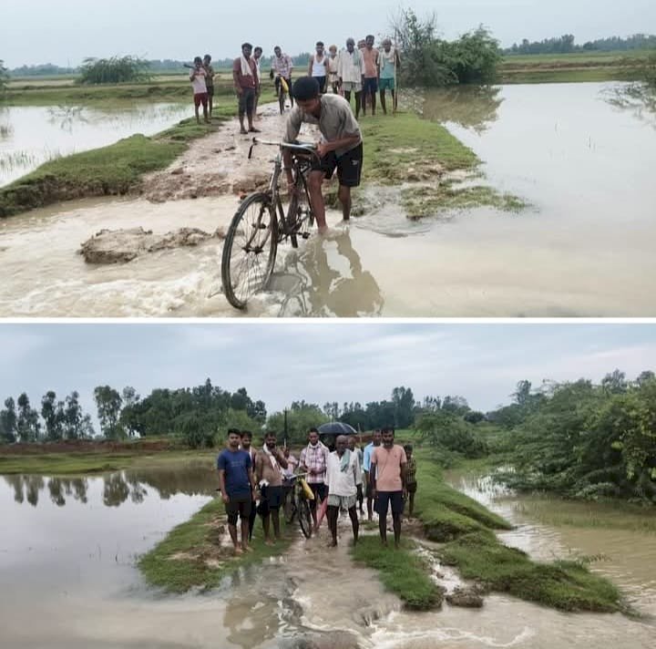 रायबरेली पानी के तेज बहाव से बह गया पूरे पानकुंवर खेड़ा सम्पर्क मार्ग, आवागमन अवरुद्ध